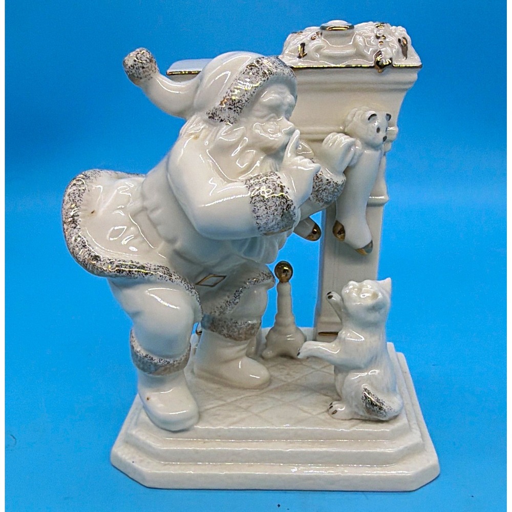 Mikasa Holiday Elegance Porcelain Santa's Secret Figurine FK001 Cat Chimney